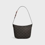 MEDIUM CELINE CROQUE BAG IN TRIOMPHE CANVAS AND CALFSKIN TAN